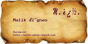 Malik Ágnes névjegykártya