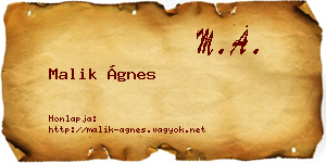 Malik Ágnes névjegykártya